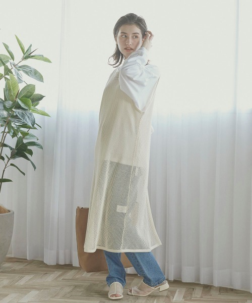 LIPSTAR（リップスター）の「メッシュ編みワンピース（ワンピース・レディース・オフホワイト/ブラック・M）」の8枚目の写真