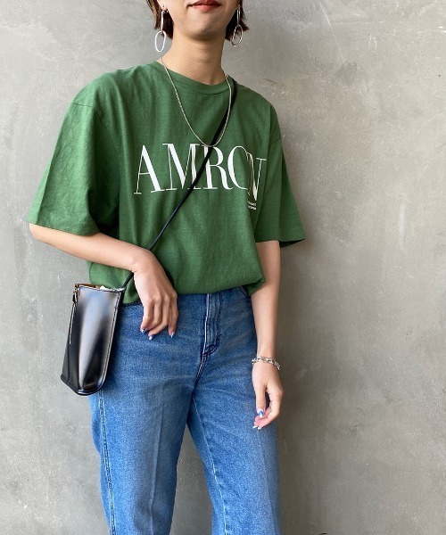 AMERICANA（アメリカーナ）の「[Americana×JEANS FACTORY/アメリカーナ×ジーンズファクトリー] 別注 硫化染め ロゴプリントビッグTシャツ（Tシャツ/カットソー・レディース・ホワイト/グリーン/スミクロ・ONE SIZE）」の3枚目の写真