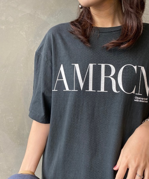 AMERICANA（アメリカーナ）の「[Americana×JEANS FACTORY/アメリカーナ×ジーンズファクトリー] 別注 硫化染め ロゴプリントビッグTシャツ（Tシャツ/カットソー・レディース・ホワイト/グリーン/スミクロ・ONE SIZE）」の16枚目の写真