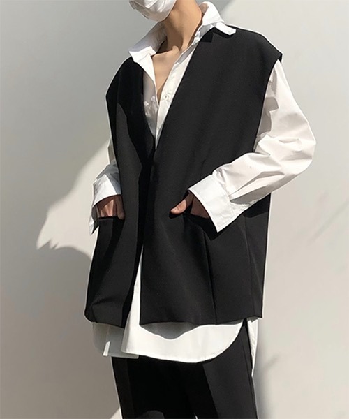 WESTBOY（ウエストボーイ）の「【COLN】Drop shoulder Tailored Vest CLN21S07OT（ベスト・メンズ・ブラック/ホワイト・L/XL/M）」の2枚目の写真