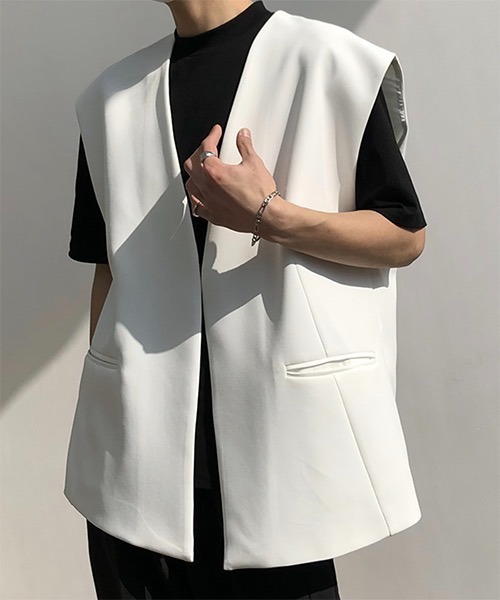 WESTBOY（ウエストボーイ）の「【COLN】Drop shoulder Tailored Vest CLN21S07OT（ベスト・メンズ・ブラック/ホワイト・L/XL/M）」の4枚目の写真