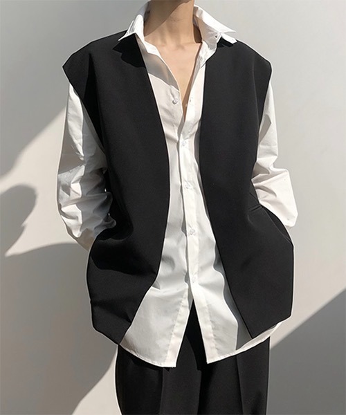 WESTBOY（ウエストボーイ）の「【COLN】Drop shoulder Tailored Vest CLN21S07OT（ベスト・メンズ・ブラック/ホワイト・L/XL/M）」の13枚目の写真