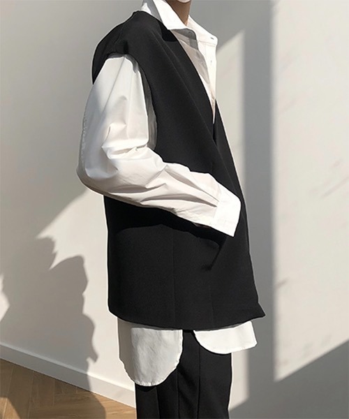 WESTBOY（ウエストボーイ）の「【COLN】Drop shoulder Tailored Vest CLN21S07OT（ベスト・メンズ・ブラック/ホワイト・L/XL/M）」の16枚目の写真