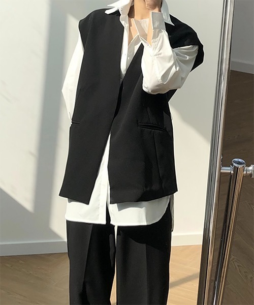 WESTBOY（ウエストボーイ）の「【COLN】Drop shoulder Tailored Vest CLN21S07OT（ベスト・メンズ・ブラック/ホワイト・L/XL/M）」の19枚目の写真