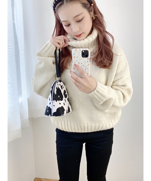 JUMELLE（ジュメロ）の「ハイネックニット（ニット/セーター・レディース・ホワイト/ピンク・FREE）」の2枚目の写真