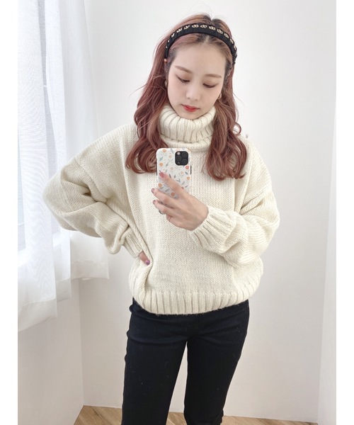 JUMELLE（ジュメロ）の「ハイネックニット（ニット/セーター・レディース・ホワイト/ピンク・FREE）」の11枚目の写真