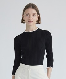 【美品】ESTNATION フリルネックニット　定価¥30,800（税込） ESTNATION（エストネーション）の「ESTNATION / バイカラー