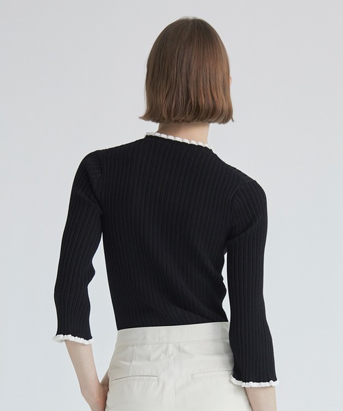 【美品】ESTNATION フリルネックニット　定価¥30,800（税込） ESTNATION（エストネーション）の「ESTNATION / バイカラー