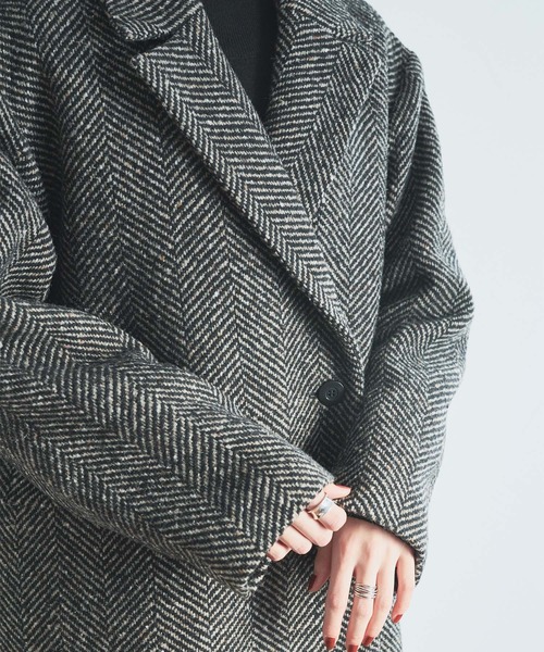 Liyoca（リヨカ）の「【Liyoca】ビッグヘリンボーン ハーフコート（チェスターコート・レディース・グレー/ブラック・FREE）」の17枚目の写真