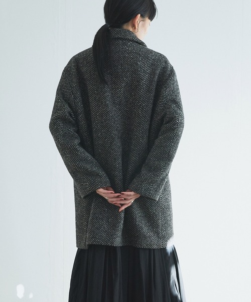 Liyoca（リヨカ）の「【Liyoca】ビッグヘリンボーン ハーフコート（チェスターコート・レディース・グレー/ブラック・FREE）」の14枚目の写真