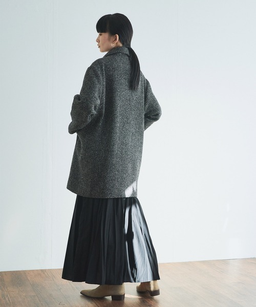 Liyoca（リヨカ）の「【Liyoca】ビッグヘリンボーン ハーフコート（チェスターコート・レディース・グレー/ブラック・FREE）」の10枚目の写真