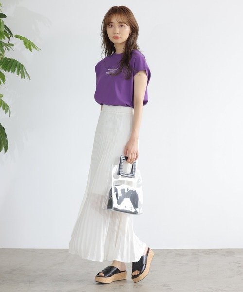 mysty woman（ミスティウーマン）の「フロッキーロゴフレンチTシャツ 955342（Tシャツ/カットソー・レディース・ブラック/パープル/オフホワイト・FREE）」の11枚目の写真