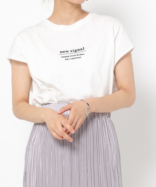 mysty woman（ミスティウーマン）の「フロッキーロゴフレンチTシャツ 955342（Tシャツ/カットソー・レディース・ブラック/パープル/オフホワイト・FREE）」の19枚目の写真