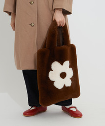 Dot＆Stripes CHILD WOMAN | フェイクファー花モチーフ トートBAG(トートバッグ)