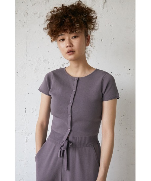 SLY（スライ）の「Sly Skin COMPACT C/D カーディガン（ルームウェア/パジャマ・レディース・パープル/アイボリー・1/2）」の2枚目の写真