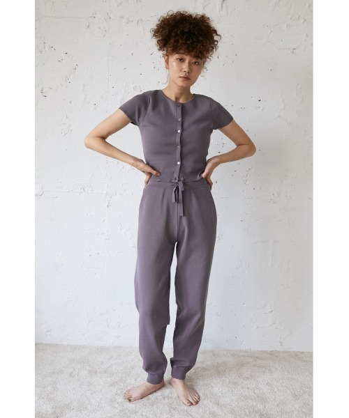 SLY（スライ）の「Sly Skin COMPACT C/D カーディガン（ルームウェア/パジャマ・レディース・パープル/アイボリー・1/2）」の9枚目の写真