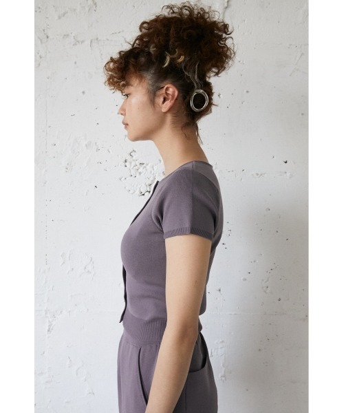 SLY（スライ）の「Sly Skin COMPACT C/D カーディガン（ルームウェア/パジャマ・レディース・パープル/アイボリー・1/2）」の11枚目の写真