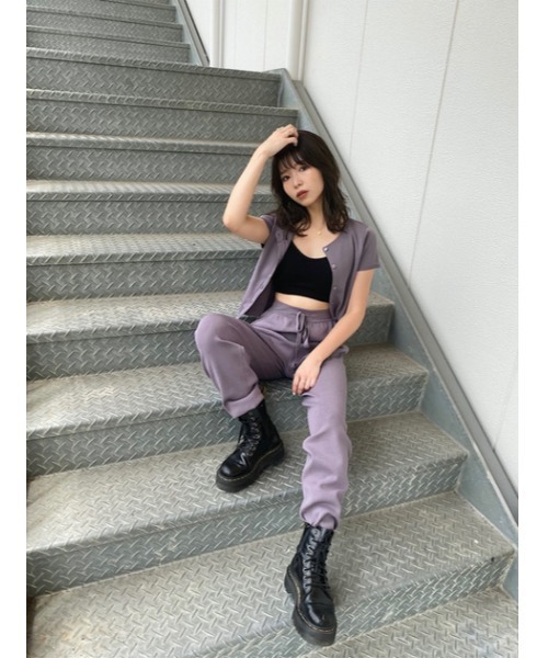 SLY（スライ）の「Sly Skin COMPACT C/D カーディガン（ルームウェア/パジャマ・レディース・パープル/アイボリー・1/2）」の22枚目の写真