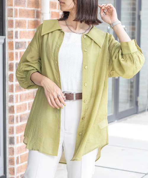 PairPair（ペアペア）の「セーラーカラーシアーシャツ（シャツ/ブラウス・レディース・ブラック/オフホワイト/ライトカーキ・FREE）」の13枚目の写真