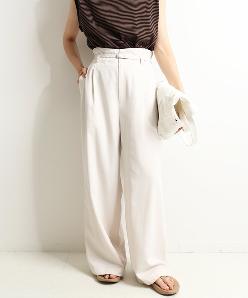 SLOBE IENA（スローブイエナ）の「ベルト付きリラックスパンツ【ウエストゴム/手洗い可能】◆（その他パンツ・レディース・ネイビー/カーキ/アイボリー・38/36）」の13枚目の写真