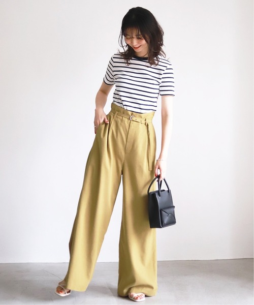 SLOBE IENA（スローブイエナ）の「ベルト付きリラックスパンツ【ウエストゴム/手洗い可能】◆（その他パンツ・レディース・ネイビー/カーキ/アイボリー・38/36）」の14枚目の写真