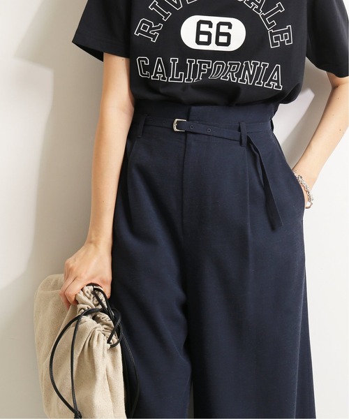 SLOBE IENA（スローブイエナ）の「ベルト付きリラックスパンツ【ウエストゴム/手洗い可能】◆（その他パンツ・レディース・ネイビー/カーキ/アイボリー・38/36）」の9枚目の写真