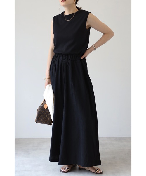 Bonjour Sagan（ボンジュールサガン）の「コットンスーパーワイドパンツ（その他パンツ・レディース・ブラック/カーキ・FREE）」の2枚目の写真