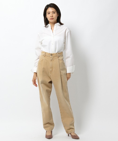 BABYLONE（バビロン）の「BABYLONE / TUCK デニムパンツ【洗濯機洗い可】（デニムパンツ・レディース・ベージュ/ブルー・34inch/36inch/38inch）」の4枚目の写真