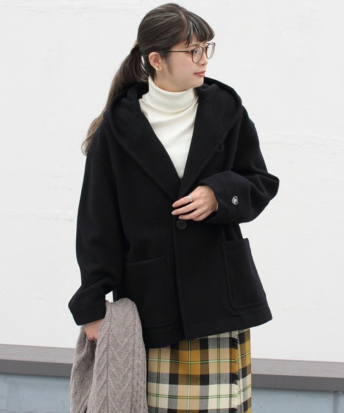 ORCIVAL（オーシバル）の「ORCIVAL/オーシバル　ライトモッサー　フーデッドジャケット　HOODED JACKET LIGHT MOSSER #RC-8078NLM（ピーコート・レディース・ネイビー/オートミール・2）」の14枚目の写真