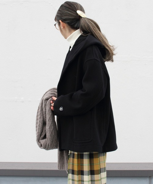 ORCIVAL（オーシバル）の「ORCIVAL/オーシバル　ライトモッサー　フーデッドジャケット　HOODED JACKET LIGHT MOSSER #RC-8078NLM（ピーコート・レディース・ネイビー/オートミール・2）」の15枚目の写真