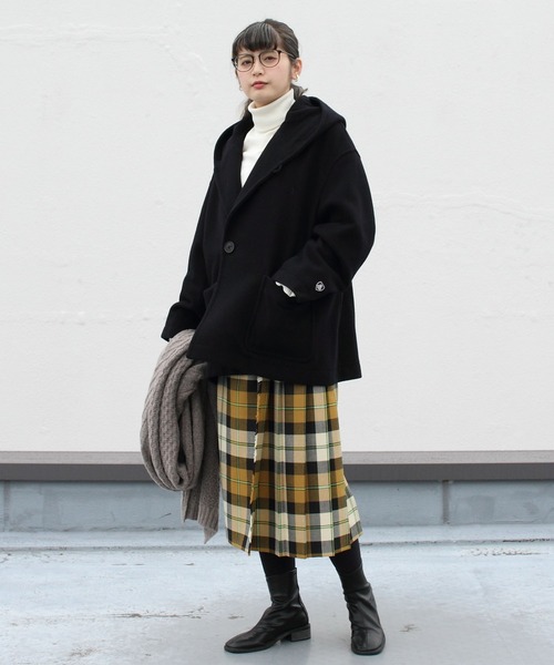 ORCIVAL（オーシバル）の「ORCIVAL/オーシバル　ライトモッサー　フーデッドジャケット　HOODED JACKET LIGHT MOSSER #RC-8078NLM（ピーコート・レディース・ネイビー/オートミール・2）」の18枚目の写真