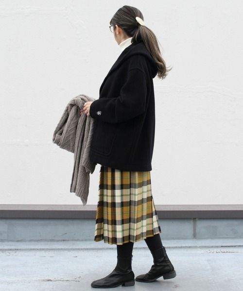 ORCIVAL（オーシバル）の「ORCIVAL/オーシバル　ライトモッサー　フーデッドジャケット　HOODED JACKET LIGHT MOSSER #RC-8078NLM（ピーコート・レディース・ネイビー/オートミール・2）」の11枚目の写真