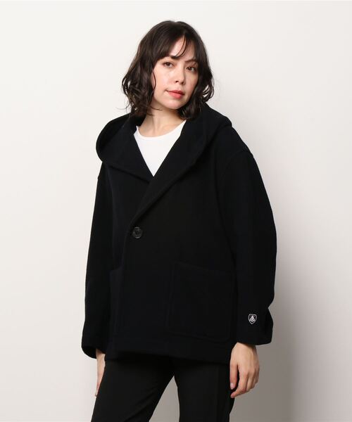 ORCIVAL（オーシバル）の「ORCIVAL/オーシバル　ライトモッサー　フーデッドジャケット　HOODED JACKET LIGHT MOSSER #RC-8078NLM（ピーコート・レディース・ネイビー/オートミール・2）」の6枚目の写真