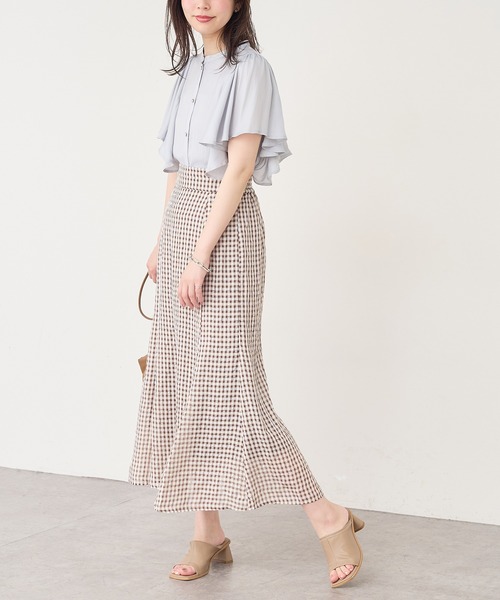 natural couture(ナチュラルクチュール)の「【WEB限定カラー有り】長さ変えられる秋色シアーチェックマーメイドスカート(スカート・レディース・ブラック系その他/ブラウン系その他/ベージュ系その他/グリーン系その他・FREE)」の20枚目の写真