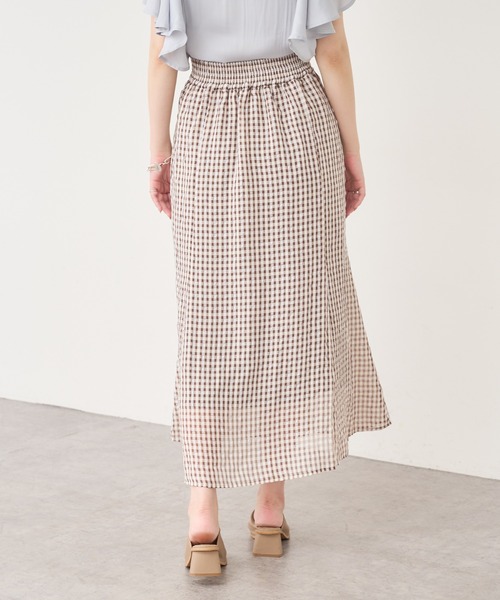 natural couture(ナチュラルクチュール)の「【WEB限定カラー有り】長さ変えられる秋色シアーチェックマーメイドスカート(スカート・レディース・ブラック系その他/ブラウン系その他/ベージュ系その他/グリーン系その他・FREE)」の14枚目の写真