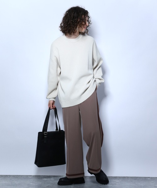 HARE（ハレ）の「ボリュームスリーブミラノリブニット(HARE)（ニット/セーター・メンズ・ベージュ/ブラック/オフホワイト・SMALL/MEDIUM）」の4枚目の写真