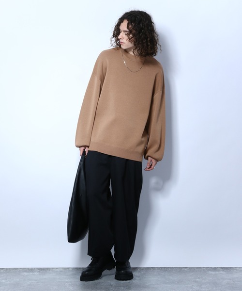 HARE（ハレ）の「ボリュームスリーブミラノリブニット(HARE)（ニット/セーター・メンズ・ベージュ/ブラック/オフホワイト・SMALL/MEDIUM）」の6枚目の写真