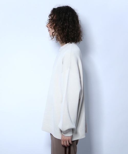 HARE（ハレ）の「ボリュームスリーブミラノリブニット(HARE)（ニット/セーター・メンズ・ベージュ/ブラック/オフホワイト・SMALL/MEDIUM）」の9枚目の写真