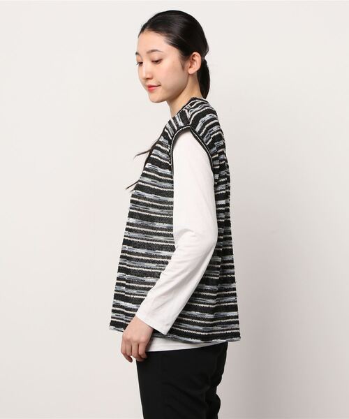 Figments（フィグメンツ）の「マルチボーダーニットベスト（ベスト・レディース・ブラック/ホワイト・FREE）」の3枚目の写真