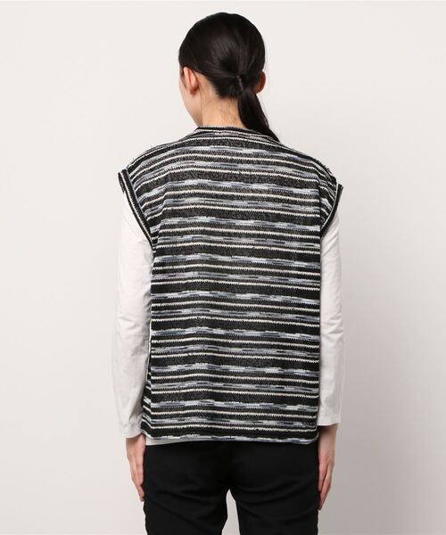 Figments（フィグメンツ）の「マルチボーダーニットベスト（ベスト・レディース・ブラック/ホワイト・FREE）」の4枚目の写真