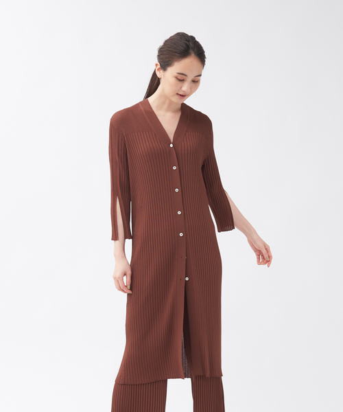 qualite(カリテ)の「【WEB・一部店舗限定】《セットアップ対応》リブニットロングカーディガン(カーディガン/ボレロ・レディース・ブラック/ブラウン/スモークピンク・フリー)」の3枚目の写真