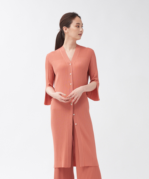qualite(カリテ)の「【WEB・一部店舗限定】《セットアップ対応》リブニットロングカーディガン(カーディガン/ボレロ・レディース・ブラック/ブラウン/スモークピンク・フリー)」の1枚目の写真