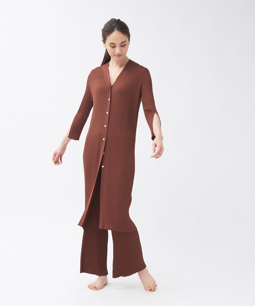 qualite(カリテ)の「【WEB・一部店舗限定】《セットアップ対応》リブニットロングカーディガン(カーディガン/ボレロ・レディース・ブラック/ブラウン/スモークピンク・フリー)」の5枚目の写真