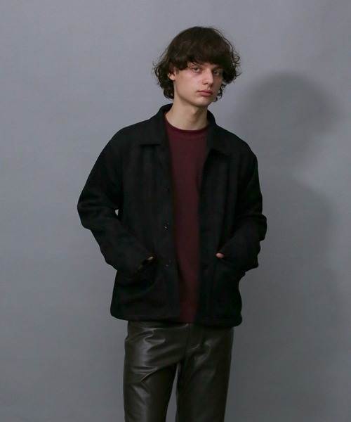 Iroquois(イロコイ)の「TECH KNIT SUEDE JK(カバーオール・メンズ・オリーブ/スモークピンク/ブラック・2/1/3)」の4枚目の写真