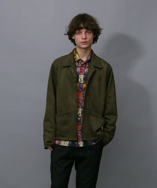 Iroquois(イロコイ)の「TECH KNIT SUEDE JK(カバーオール・メンズ・オリーブ/スモークピンク/ブラック・2/1/3)」の11枚目の写真