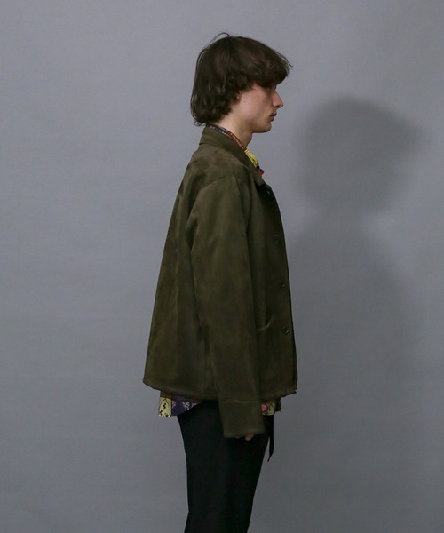 Iroquois(イロコイ)の「TECH KNIT SUEDE JK(カバーオール・メンズ・オリーブ/スモークピンク/ブラック・2/1/3)」の13枚目の写真