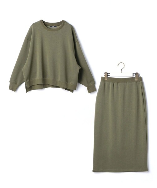 Grand PARK（グランドパーク）の「ライトスポンジセットアップ（トレーナー+スカート）（アンサンブル・レディース・ネイビー/チャコールグレー/カーキ/トップグレー・FREE）」の3枚目の写真