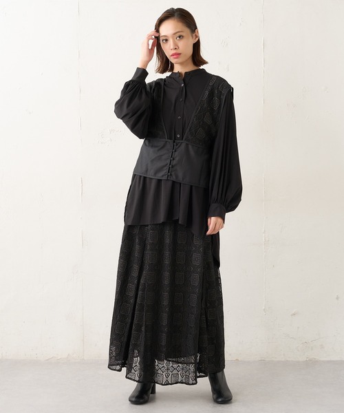 Lui's(ルイス)の「レースフレアロングスカート(スカート・レディース・オフホワイト/ブラック/グリーン・FREE)」の6枚目の写真