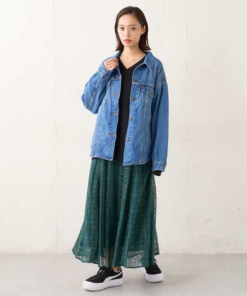 Lui's(ルイス)の「レースフレアロングスカート(スカート・レディース・オフホワイト/ブラック/グリーン・FREE)」の14枚目の写真