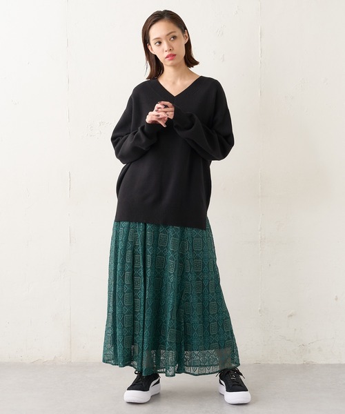 Lui's(ルイス)の「レースフレアロングスカート(スカート・レディース・オフホワイト/ブラック/グリーン・FREE)」の15枚目の写真